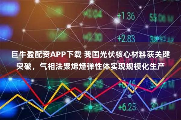 巨牛盈配资APP下载 我国光伏核心材料获关键突破，气相法聚烯烃弹性体实现规模化生产