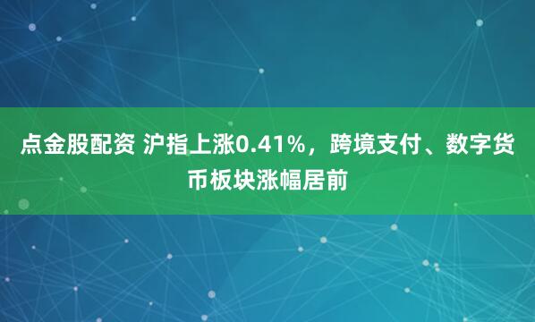 点金股配资 沪指上涨0.41%，跨境支付、数字货币板块涨幅居前
